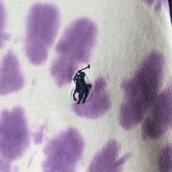 Polo Ralph Lauren Shirt Size L Blue/Purple Tie Dye Long Sleeve Casual Crew Men's - Picture 7 of 13